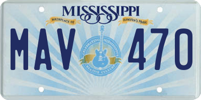 MS license plate MAV470