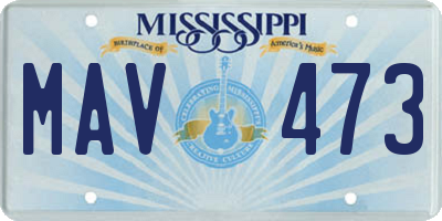 MS license plate MAV473