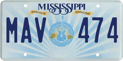 MS license plate MAV474