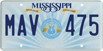 MS license plate MAV475