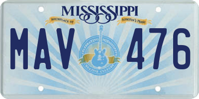 MS license plate MAV476