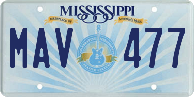 MS license plate MAV477