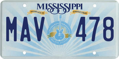 MS license plate MAV478