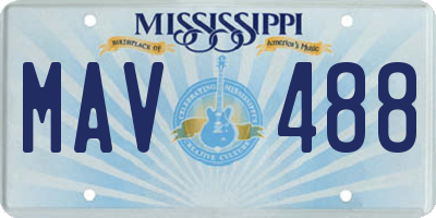 MS license plate MAV488