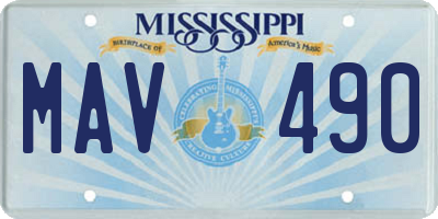 MS license plate MAV490