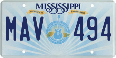 MS license plate MAV494