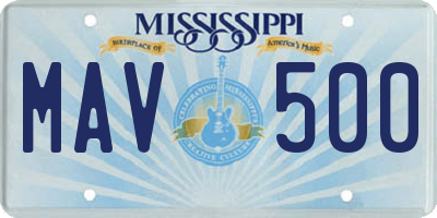 MS license plate MAV500