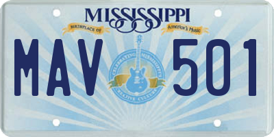 MS license plate MAV501