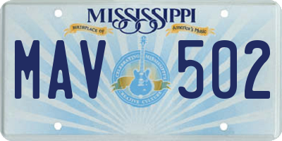 MS license plate MAV502