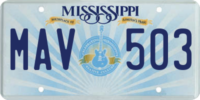 MS license plate MAV503