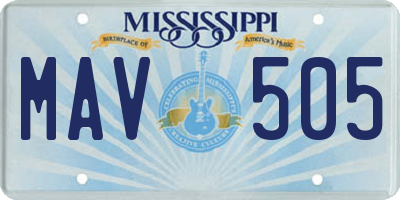 MS license plate MAV505