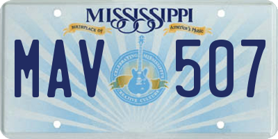 MS license plate MAV507