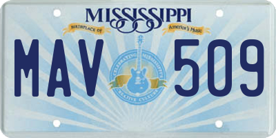MS license plate MAV509