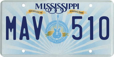 MS license plate MAV510