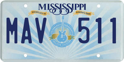 MS license plate MAV511