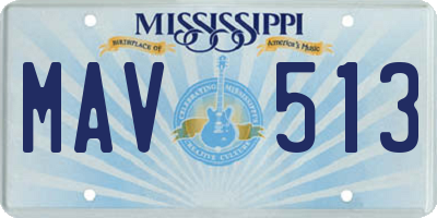 MS license plate MAV513