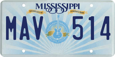 MS license plate MAV514