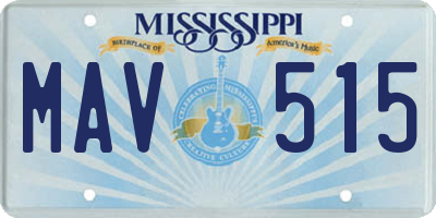 MS license plate MAV515