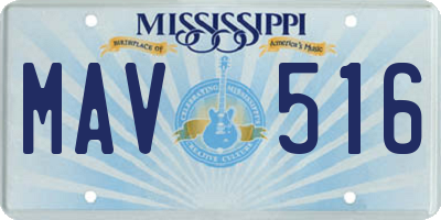 MS license plate MAV516
