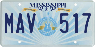 MS license plate MAV517