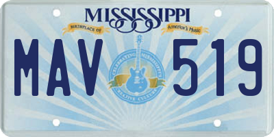 MS license plate MAV519