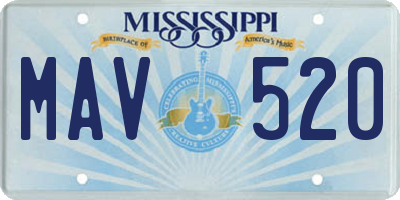 MS license plate MAV520