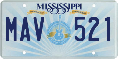 MS license plate MAV521