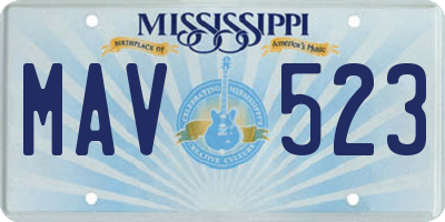 MS license plate MAV523