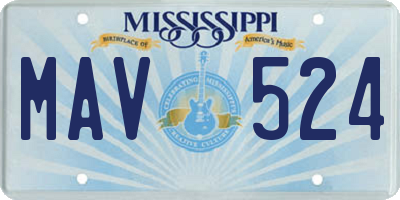 MS license plate MAV524