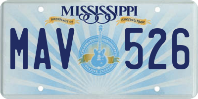 MS license plate MAV526