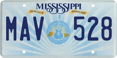 MS license plate MAV528