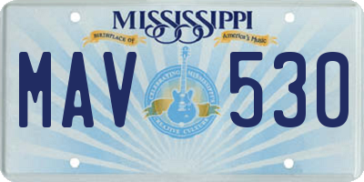 MS license plate MAV530