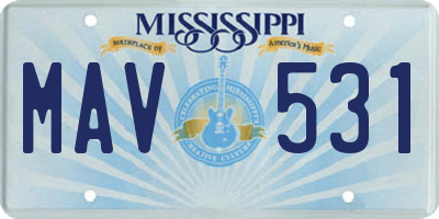 MS license plate MAV531