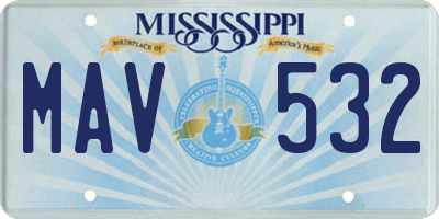MS license plate MAV532