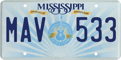 MS license plate MAV533