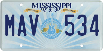 MS license plate MAV534