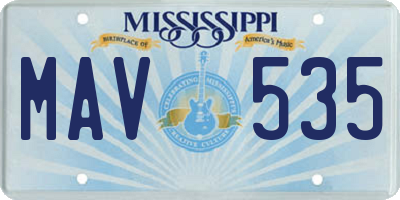 MS license plate MAV535
