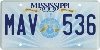MS license plate MAV536