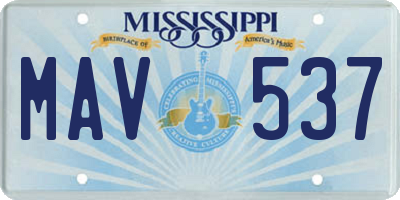MS license plate MAV537