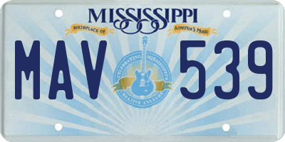 MS license plate MAV539
