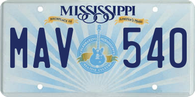 MS license plate MAV540