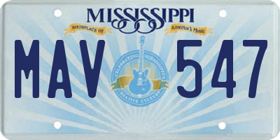 MS license plate MAV547