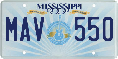 MS license plate MAV550