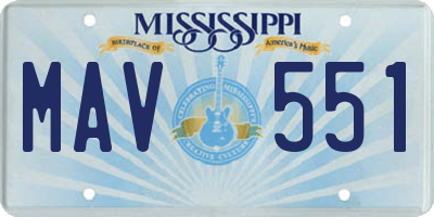 MS license plate MAV551