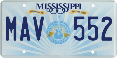 MS license plate MAV552