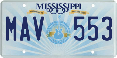 MS license plate MAV553