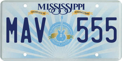 MS license plate MAV555