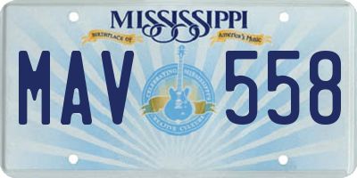 MS license plate MAV558