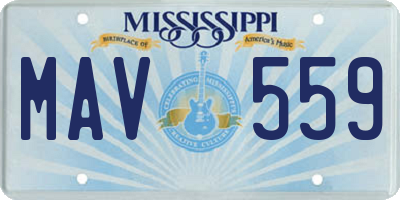 MS license plate MAV559