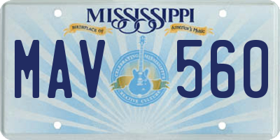 MS license plate MAV560